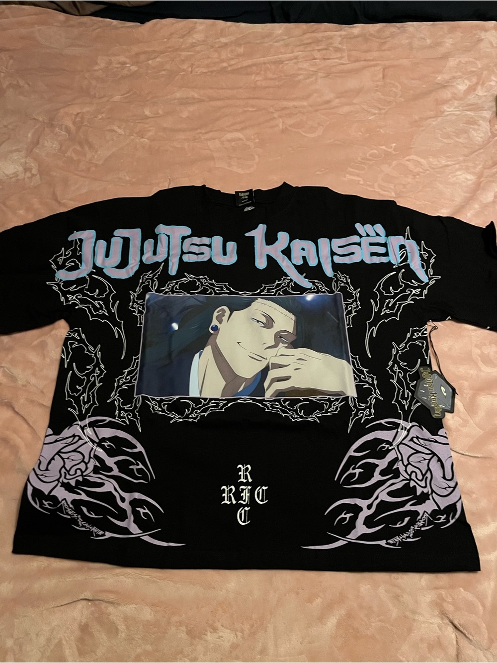 Jujutsu Kaisen Graphic Short Sleeve Tee - Black with Light Blue Accents